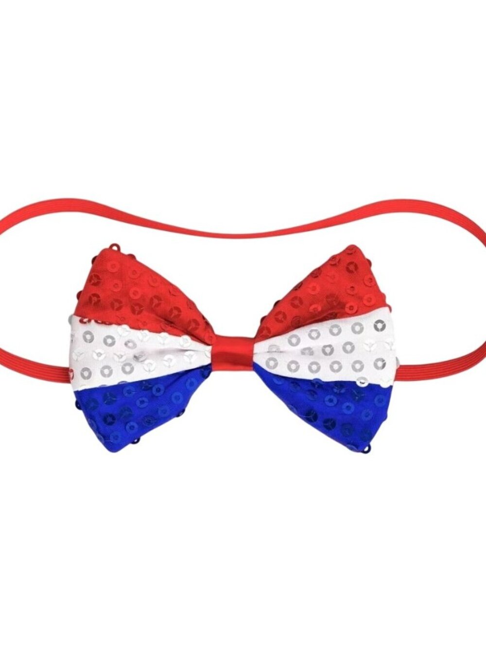 Sun Squad Adult Sequin Bow Tie Red White & Blue One Size Fits Most